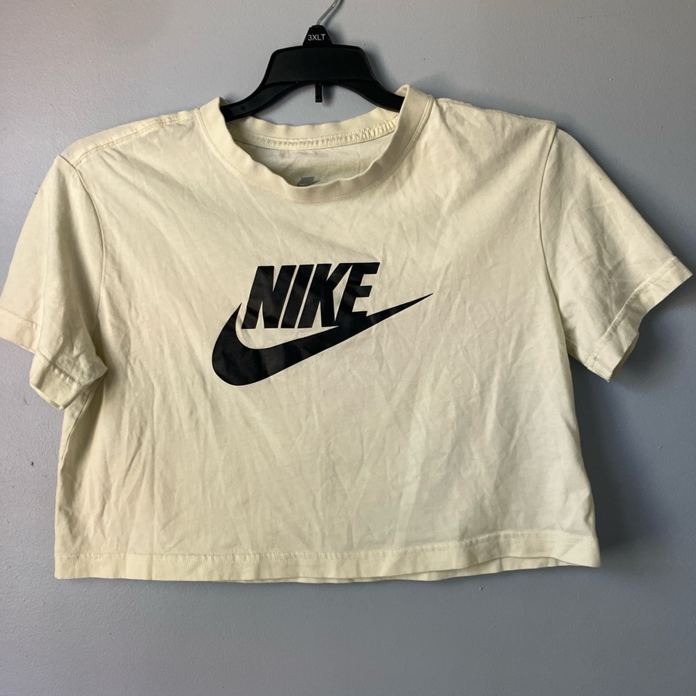 Nike Cream Tee with Black Logo Print